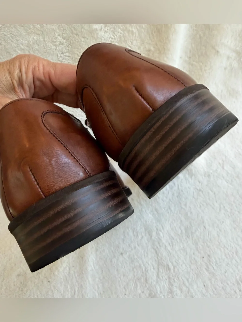 Johnston & Murphy Cap Toe Oxford Leather Shoes Cognac Size 11 Derby EUC